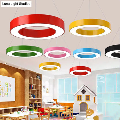 DecorBites™ Adjustable Metal Drum Pendant Light with Integrated LED for Play Room
