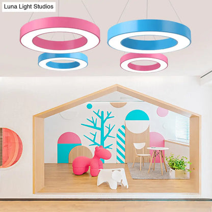 DecorBites™ Adjustable Metal Drum Pendant Light with Integrated LED for Play Room
