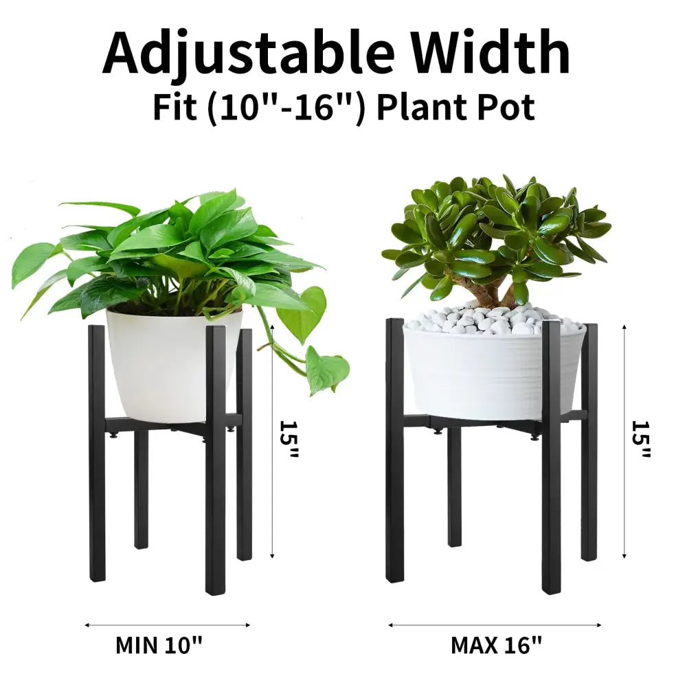 Black metal adjustable plant stand by decorbites for pots ranging 12 to 16 inches in diameter