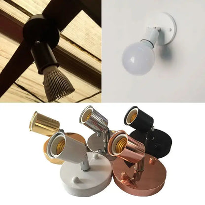 Adjustable metallic e27 ceramic screw wall lamp spotlight in gold chrome and rose gold with white or black bases