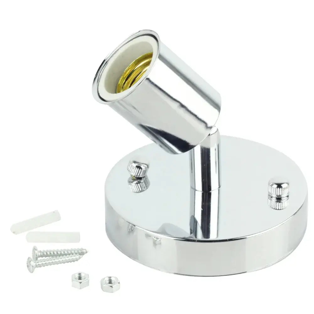 Adjustable metallic e27 ceramic screw wall lamp with chrome finish and gold-toned edison base spotlight fixture with hardware