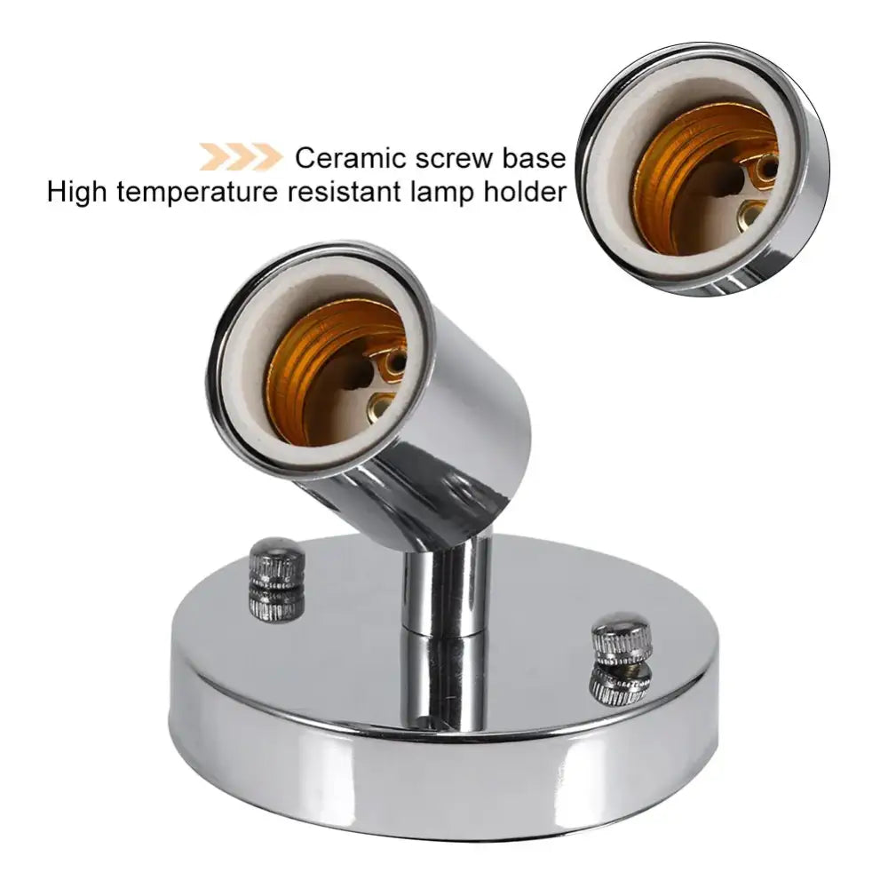 Adjustable metallic e27 ceramic screw wall lamp holder in chrome finish with high-temperature resistant ceramic screw bulb design