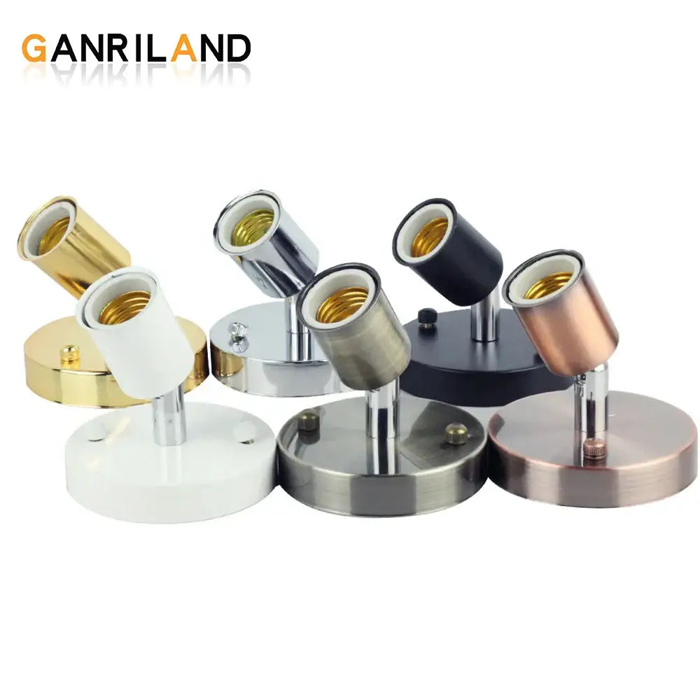 Ganriland adjustable metallic wall lamp with e27 ceramic screw in gold silver black white and copper finishes