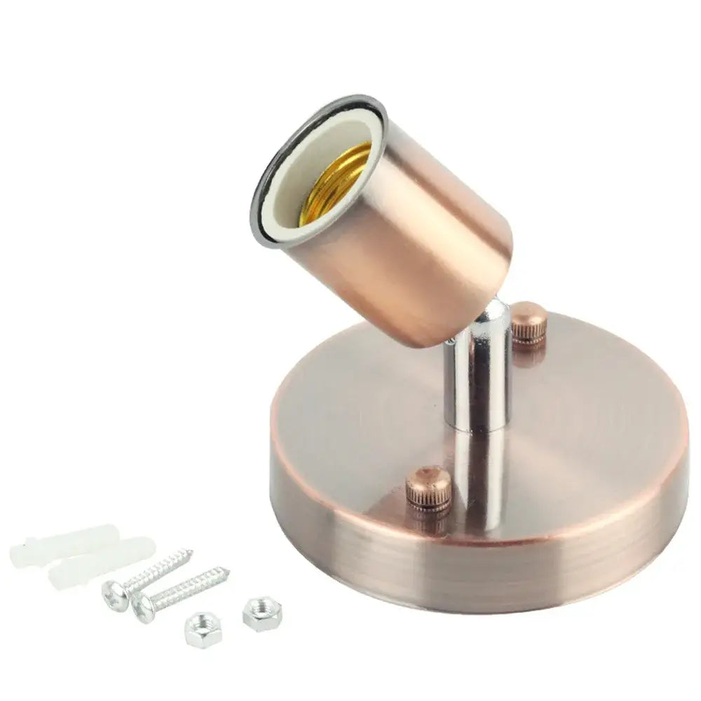 Copper-finished adjustable metallic e27 ceramic screw wall lamp spotlight with sleek modern design and mounting hardware