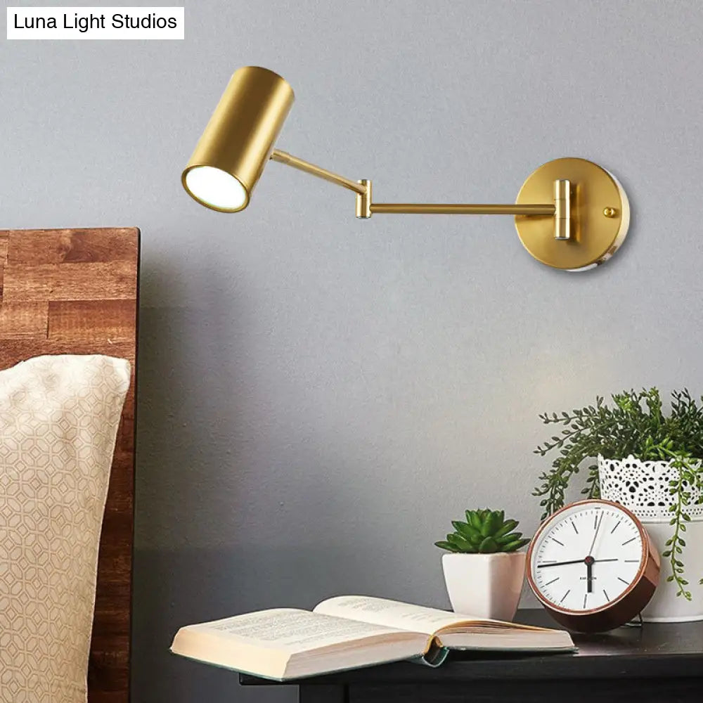 DecorBites™ Adjustable Minimalist Cylinder Wall Light for Bedside with Metallic Finish