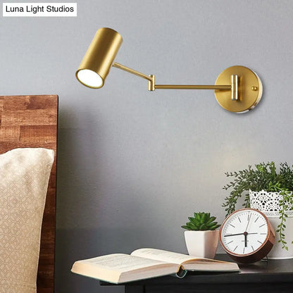 DecorBites™ Adjustable Minimalist Cylinder Wall Light for Bedside with Metallic Finish