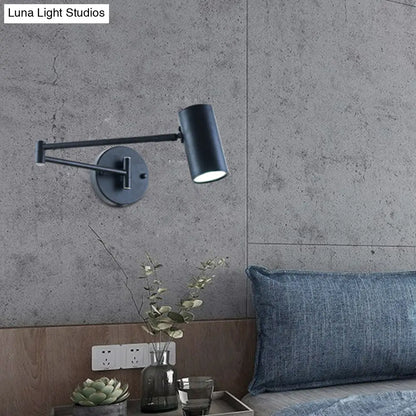 DecorBites™ Adjustable Minimalist Cylinder Wall Light for Bedside with Metallic Finish
