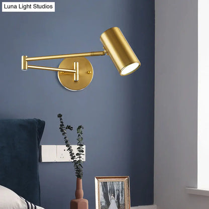 DecorBites™ Adjustable Minimalist Cylinder Wall Light for Bedside with Metallic Finish