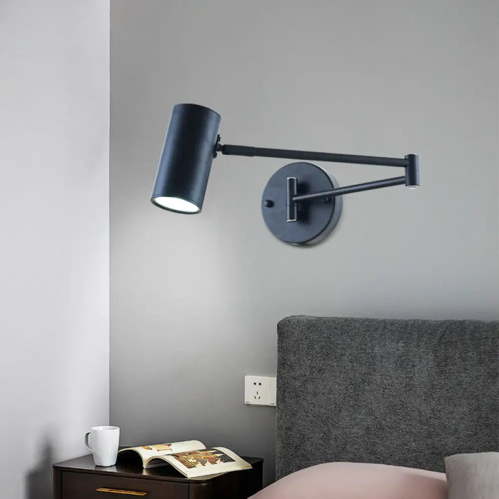 DecorBites™ Adjustable Minimalist Cylinder Wall Light for Bedside with Metallic Finish
