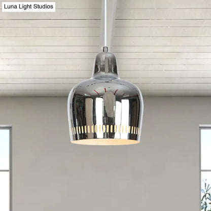 Adjustable Modern Mirror Bell Pendant Lamp - Sleek Single Hanging Light for Living Room