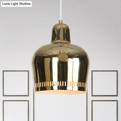 Adjustable Modern Mirror Bell Pendant Lamp - Sleek Single Hanging Light for Living Room