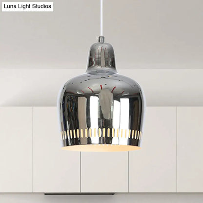 Adjustable Modern Mirror Bell Pendant Lamp - Sleek Single Hanging Light for Living Room