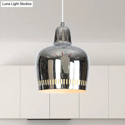 Adjustable Modern Mirror Bell Pendant Lamp - Sleek Single Hanging Light for Living Room