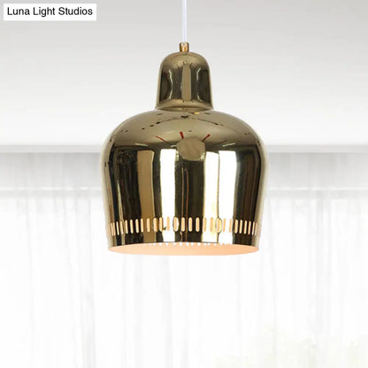 Adjustable Modern Mirror Bell Pendant Lamp - Sleek Single Hanging Light for Living Room