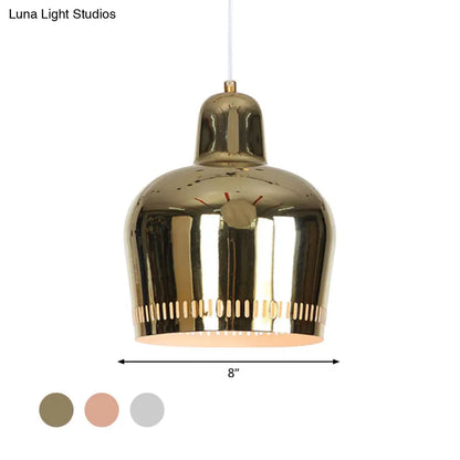 Adjustable Modern Mirror Bell Pendant Lamp - Sleek Single Hanging Light for Living Room