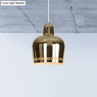 Adjustable Modern Mirror Bell Pendant Lamp - Sleek Single Hanging Light for Living Room