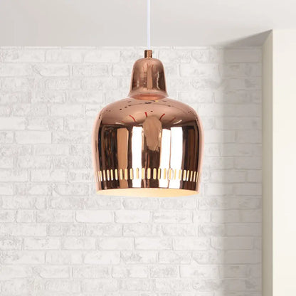 Adjustable Modern Mirror Bell Pendant Lamp - Sleek Single Hanging Light for Living Room