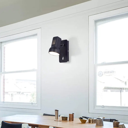 Aplique de pared metálico modernista ajustable, negro/amarillo, 1 luz para sala de estar (10 cm de ancho)