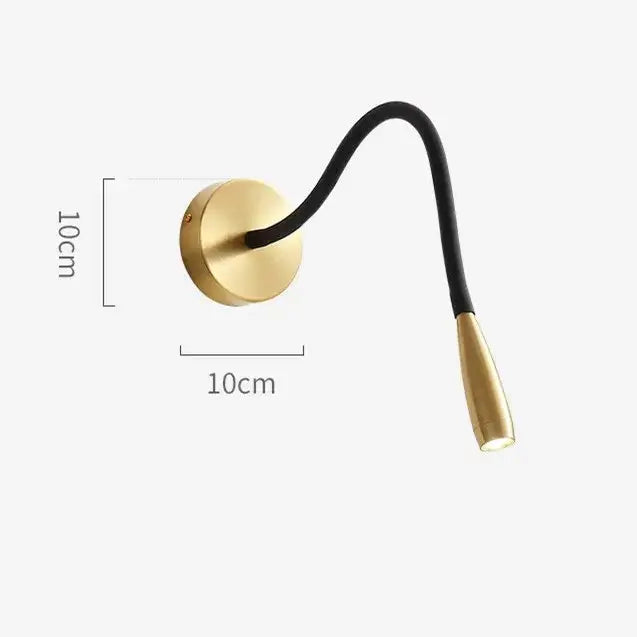 Gold-finished wall lamp with adjustable nordic bronze and black gooseneck for bedroom reading by decorbites