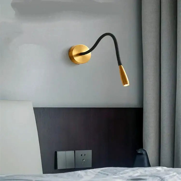 Gold-finished wall lamp with adjustable nordic bronze flexible black gooseneck for bedroom reading decorbites adjustable nordic