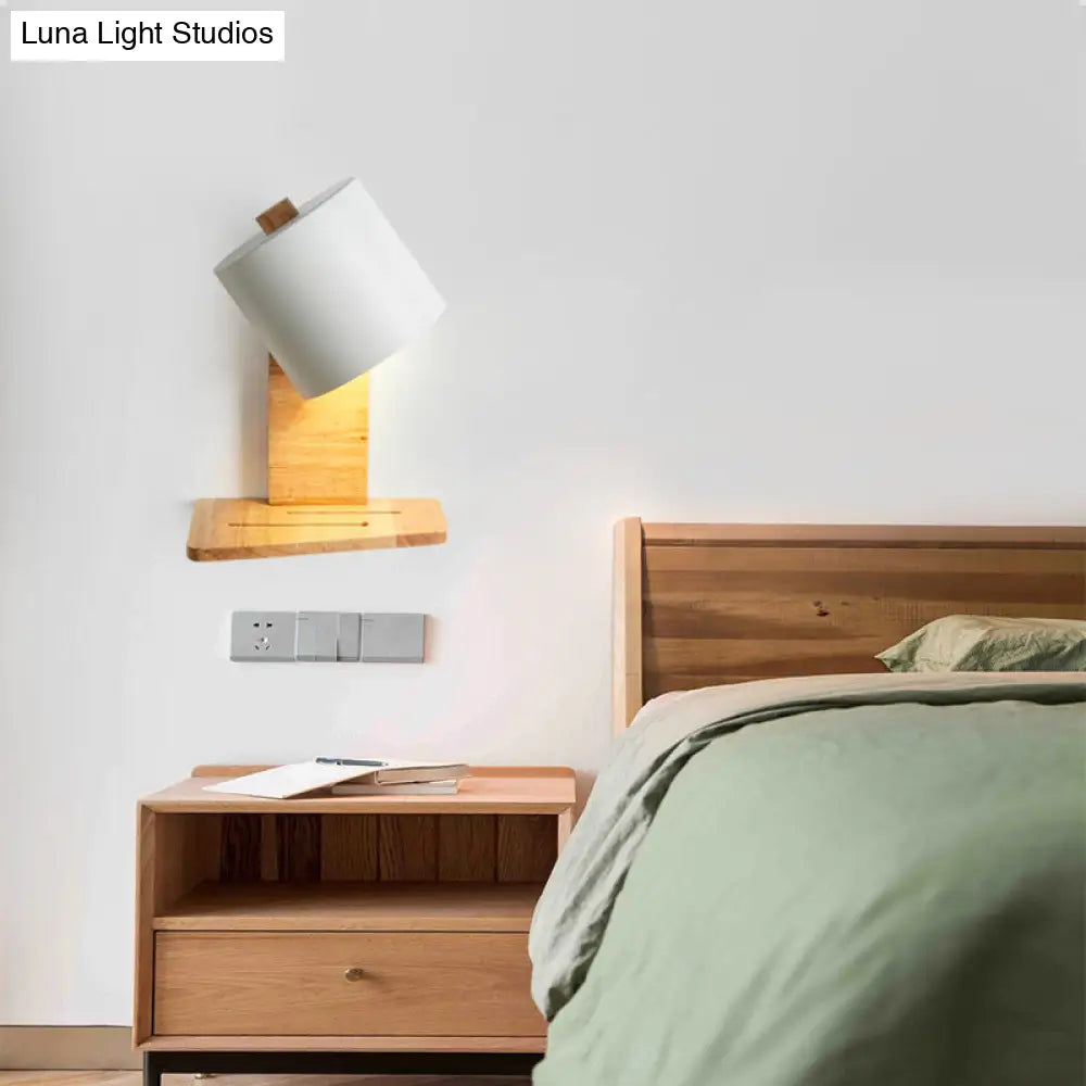 DecorBites™ Adjustable Nordic Metal Drum Wall Sconce with 1 Bulb: Gray/White/Green Bedside Light Fixture