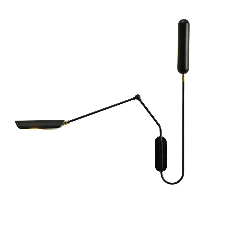 Black wall lamp with articulated arm and brass accents for decorbites adjustable retro wall bedroom reading light