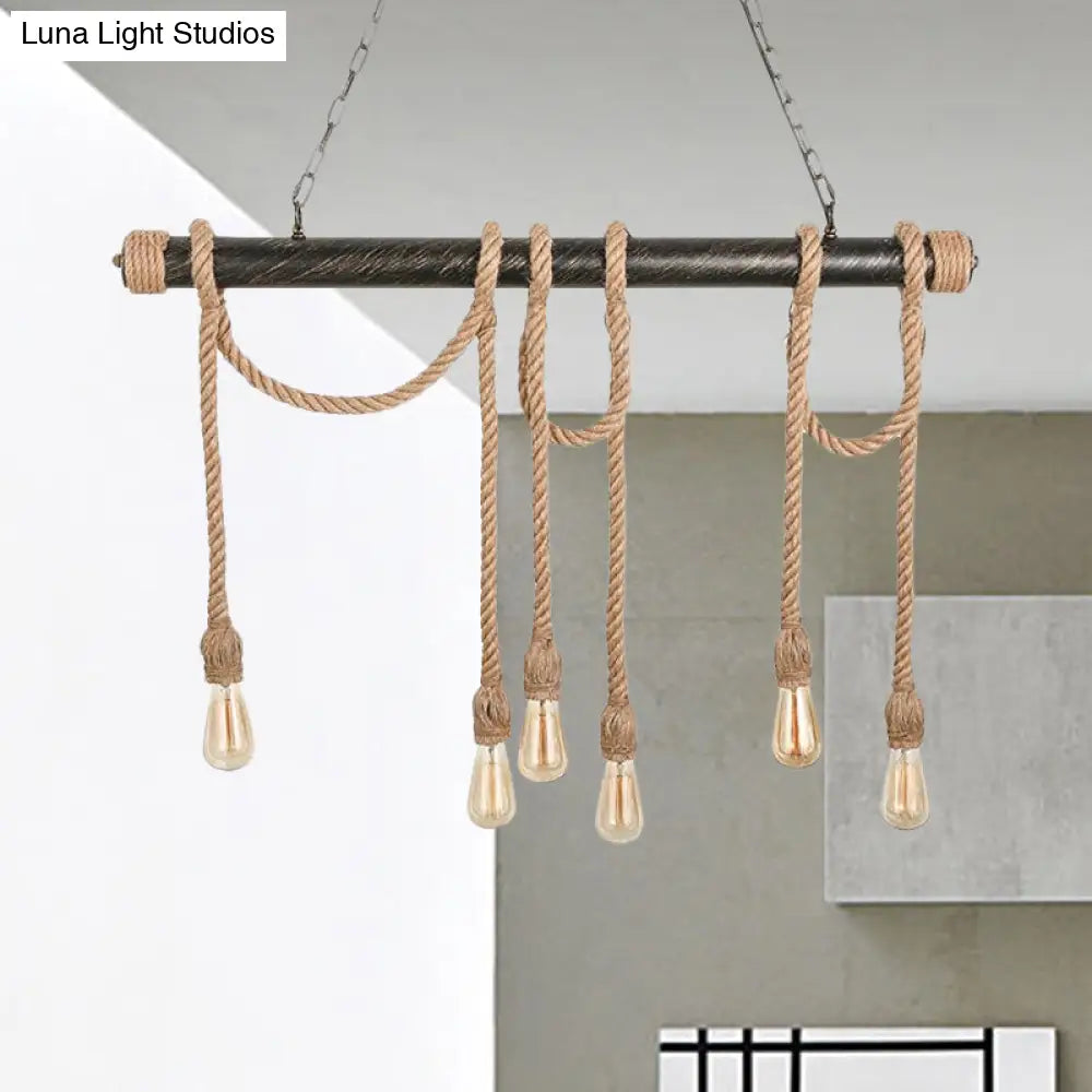 مصباح جزيرة DecorBites™ القابل للتعديل والمكشوف - طراز صناعي عتيق، 5/6 مصابيح - بيج/أصفر فاتح