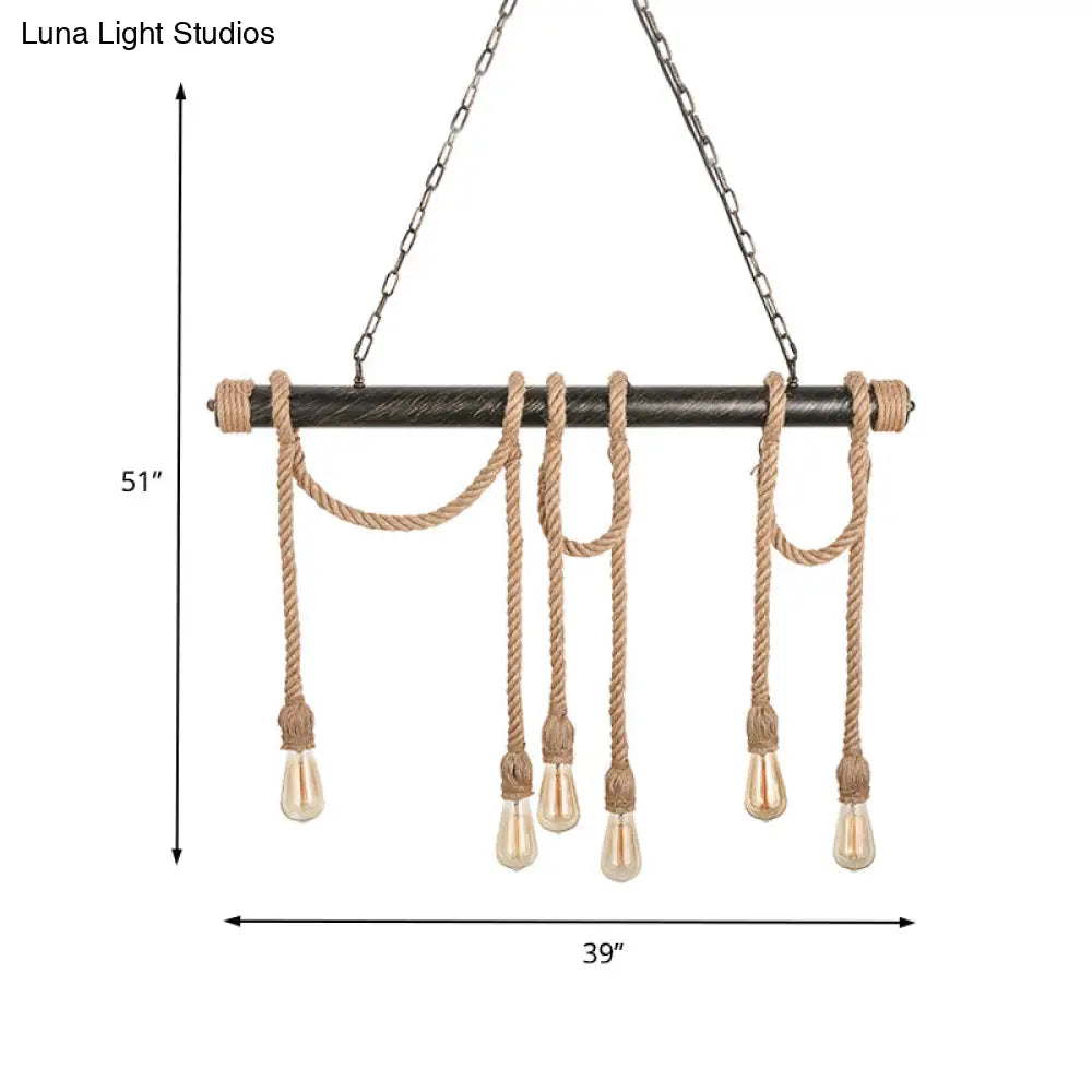 مصباح جزيرة DecorBites™ القابل للتعديل والمكشوف - طراز صناعي عتيق، 5/6 مصابيح - بيج/أصفر فاتح
