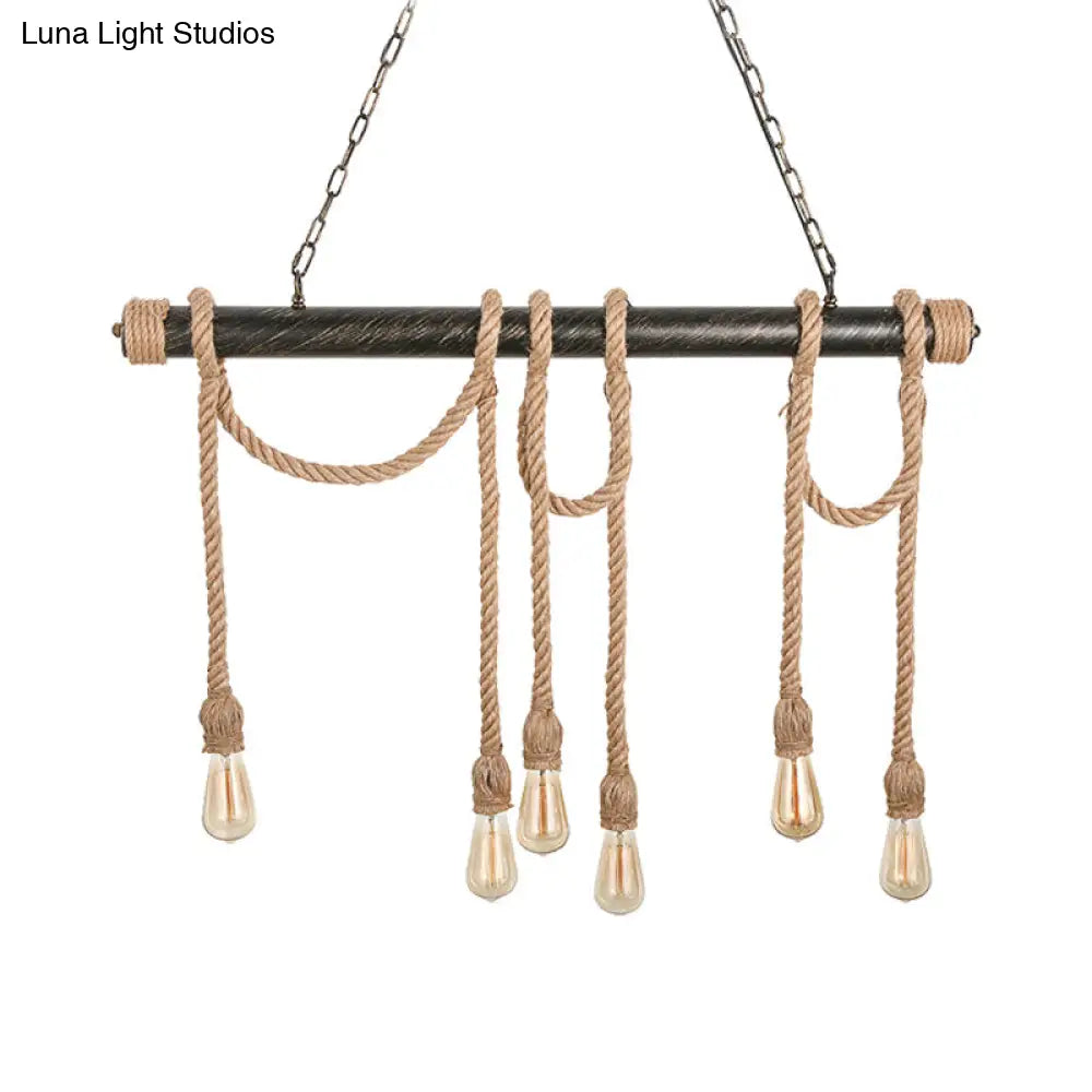 مصباح جزيرة DecorBites™ القابل للتعديل والمكشوف - طراز صناعي عتيق، 5/6 مصابيح - بيج/أصفر فاتح