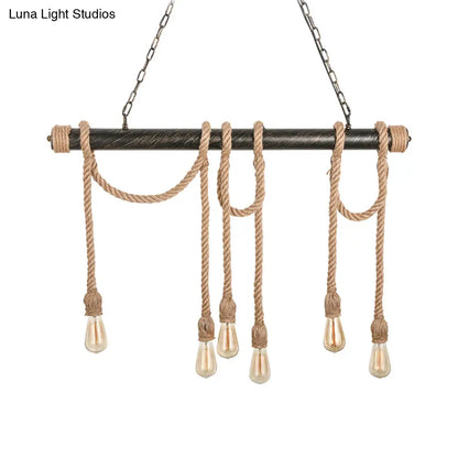 مصباح جزيرة DecorBites™ القابل للتعديل والمكشوف - طراز صناعي عتيق، 5/6 مصابيح - بيج/أصفر فاتح