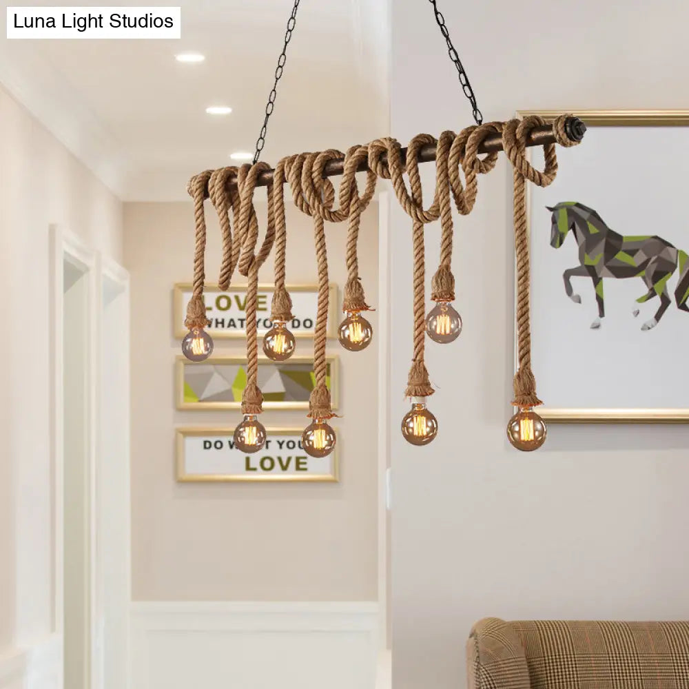 مصباح جزيرة DecorBites™ القابل للتعديل والمكشوف - طراز صناعي عتيق، 5/6 مصابيح - بيج/أصفر فاتح