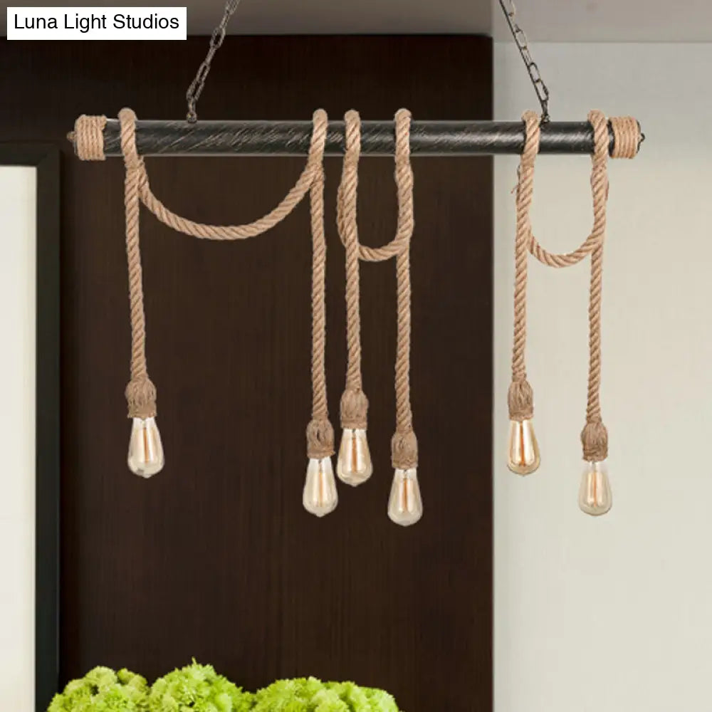 مصباح جزيرة DecorBites™ القابل للتعديل والمكشوف - طراز صناعي عتيق، 5/6 مصابيح - بيج/أصفر فاتح