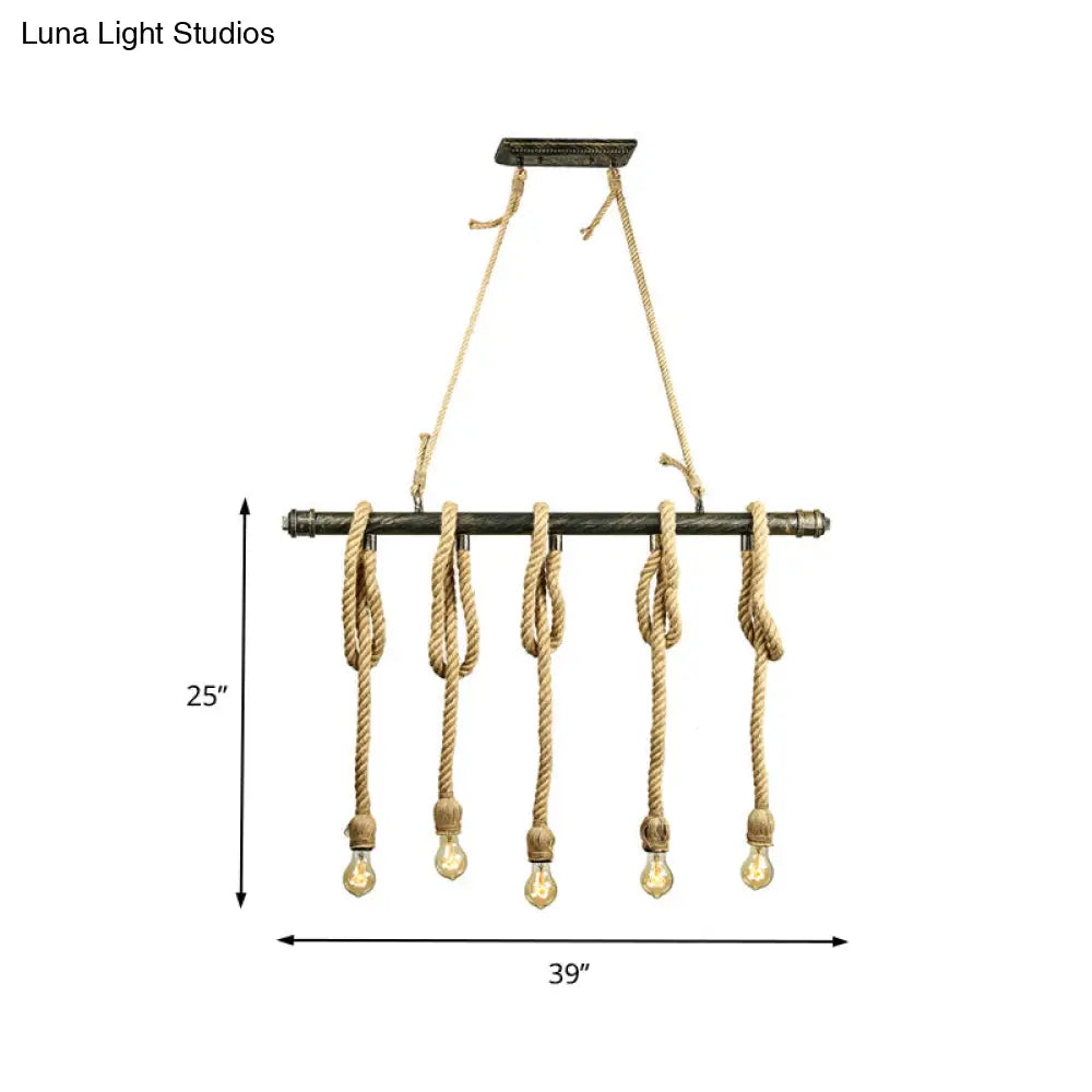 مصباح جزيرة DecorBites™ القابل للتعديل والمكشوف - طراز صناعي عتيق، 5/6 مصابيح - بيج/أصفر فاتح
