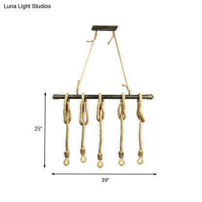 مصباح جزيرة DecorBites™ القابل للتعديل والمكشوف - طراز صناعي عتيق، 5/6 مصابيح - بيج/أصفر فاتح