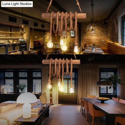 ديكوربايتس™ مصباح جزيرة حبلي قابل للتعديل مع لمبة باللون البيج - مصباح معلق من الخيزران 3/4/6 مصابيح