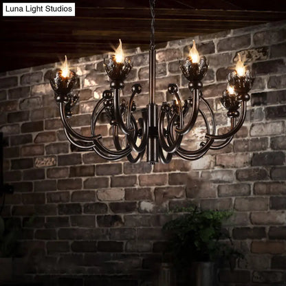 Lámpara de araña rústica metálica ajustable de 8 luces: Lámpara colgante industrial