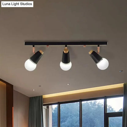 DecorBites™ DecorBites™ Adjustable Semi Flush Metallic Linear Ceiling Light with Cup Shade - Industrial Style 3/4 Heads Track Lighting in Black/White