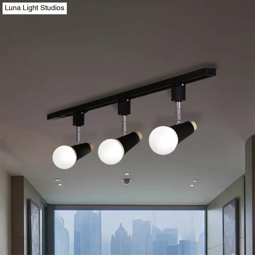 DecorBites™ DecorBites™ Adjustable Semi Flush Metallic Linear Ceiling Light with Cup Shade - Industrial Style 3/4 Heads Track Lighting in Black/White