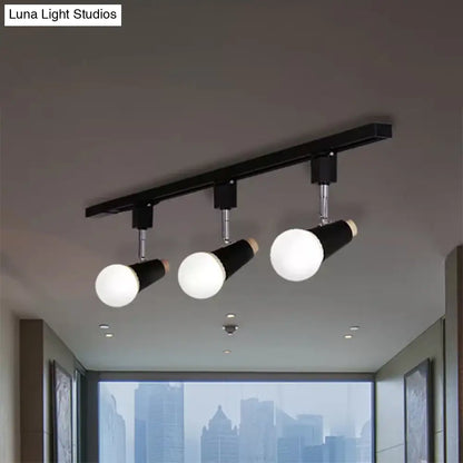 DecorBites™ DecorBites™ Adjustable Semi Flush Metallic Linear Ceiling Light with Cup Shade - Industrial Style 3/4 Heads Track Lighting in Black/White