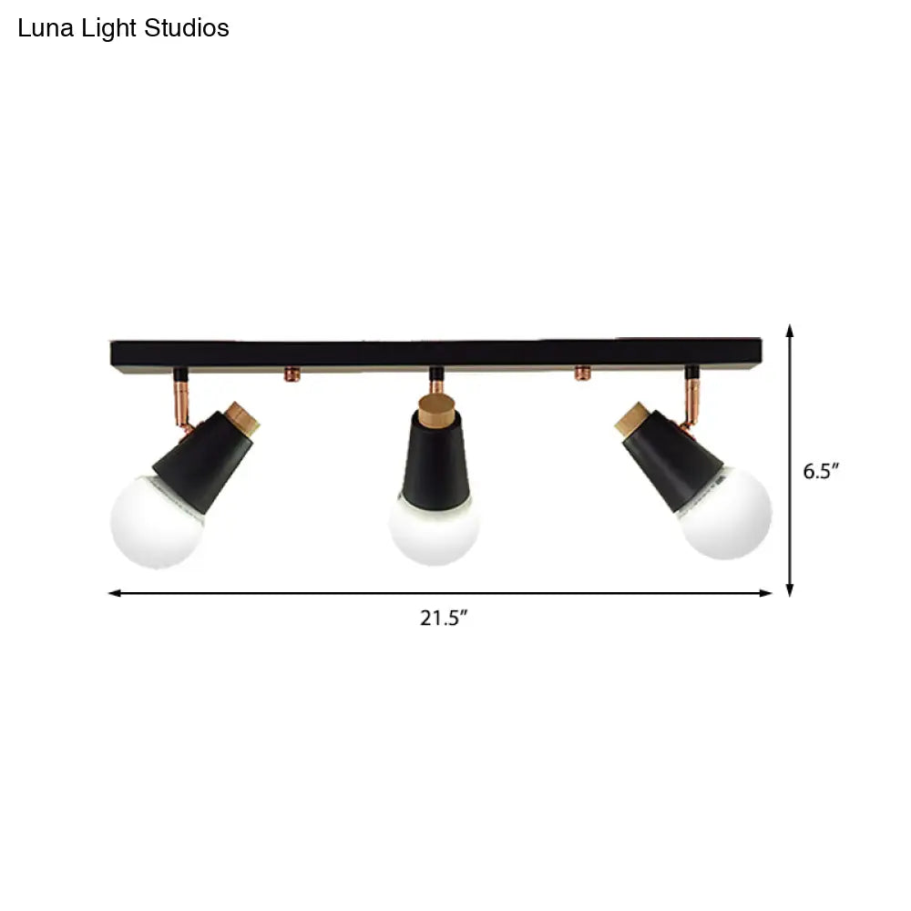 DecorBites™ DecorBites™ Adjustable Semi Flush Metallic Linear Ceiling Light with Cup Shade - Industrial Style 3/4 Heads Track Lighting in Black/White