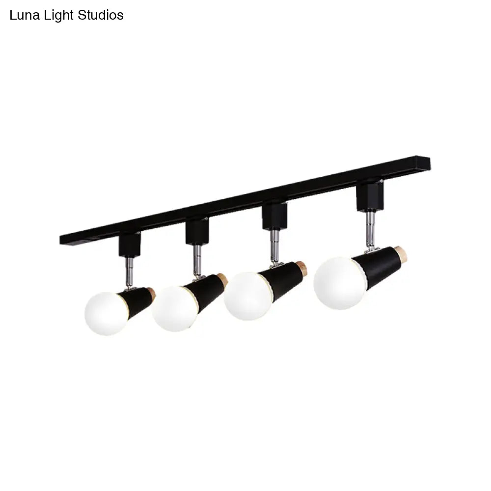 DecorBites™ DecorBites™ Adjustable Semi Flush Metallic Linear Ceiling Light with Cup Shade - Industrial Style 3/4 Heads Track Lighting in Black/White