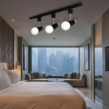 DecorBites™ DecorBites™ Adjustable Semi Flush Metallic Linear Ceiling Light with Cup Shade - Industrial Style 3/4 Heads Track Lighting in Black/White