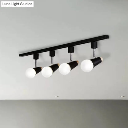 DecorBites™ DecorBites™ Adjustable Semi Flush Metallic Linear Ceiling Light with Cup Shade - Industrial Style 3/4 Heads Track Lighting in Black/White