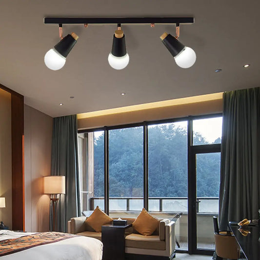 DecorBites™ DecorBites™ Adjustable Semi Flush Metallic Linear Ceiling Light with Cup Shade - Industrial Style 3/4 Heads Track Lighting in Black/White