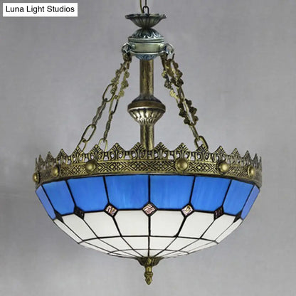 ديكوربايتس™ - مصباح معلق قابل للتعديل من الزجاج الملون على شكل وعاء متوسطي مع سلسلة معدنية - أبيض/شفاف