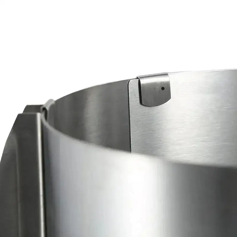Adjustable stainless steel cake ring with brushed finish and secure clasp for decorbites adjustable stainless slicer