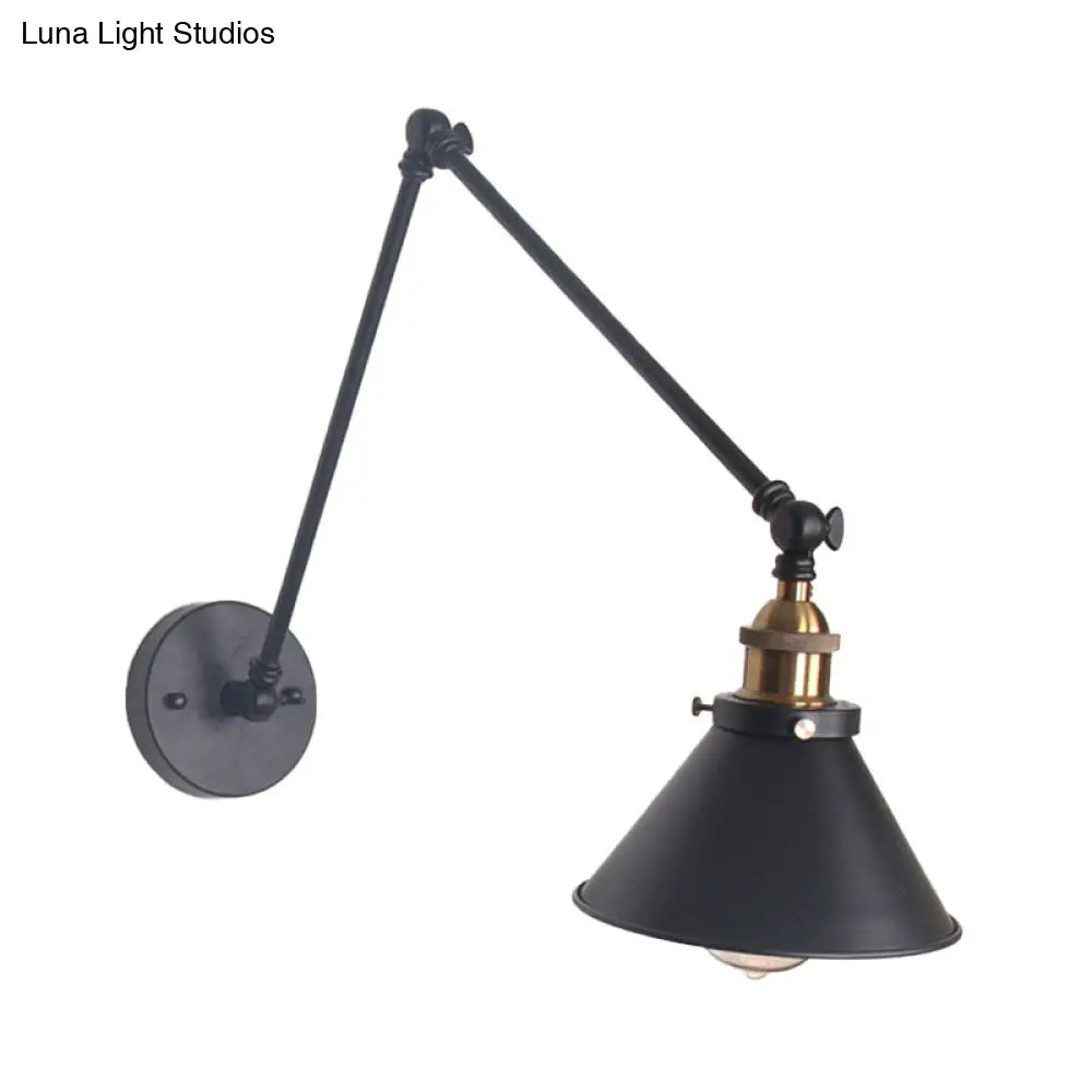 DecorBites™ DecorBites™ Adjustable Wall Lamp with Metal Cone Shade - Retro Indoor Sconce Light in Black/White