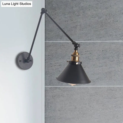 DecorBites™ DecorBites™ Adjustable Wall Lamp with Metal Cone Shade - Retro Indoor Sconce Light in Black/White