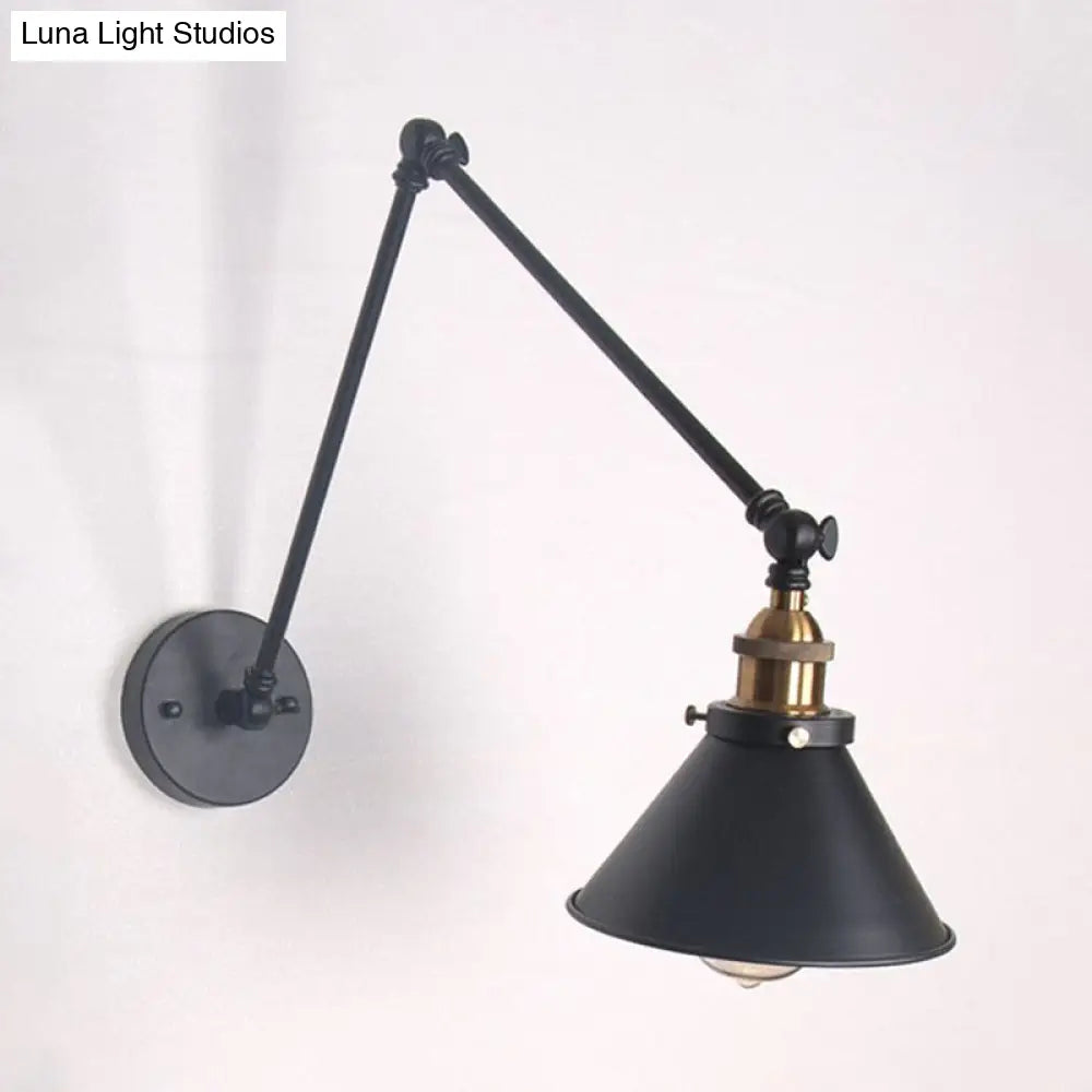 DecorBites™ DecorBites™ Adjustable Wall Lamp with Metal Cone Shade - Retro Indoor Sconce Light in Black/White