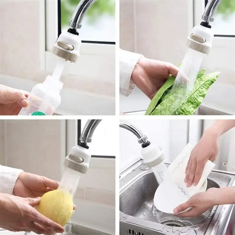 Adjustable white and gray modes faucet aerator with sleek modern design for versatile kitchen use and spray control